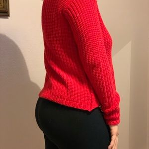 Red turtle neck top